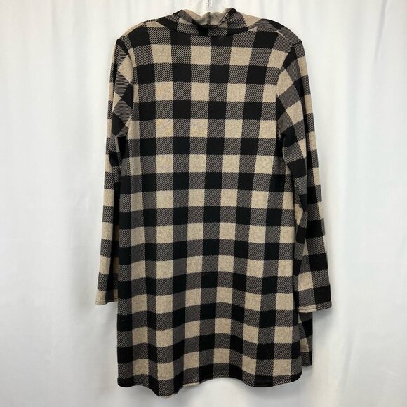 Bombom Womens Cardigan Sweater Black Buffalo Plaid Long Sleeve Open Front Small - Picture 5 of 11